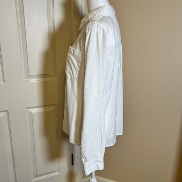 Kut from the Kloth White Corduroy Long Sleeve Shirt Gold Buttons Size Large NWOT - Picture 5 of 6